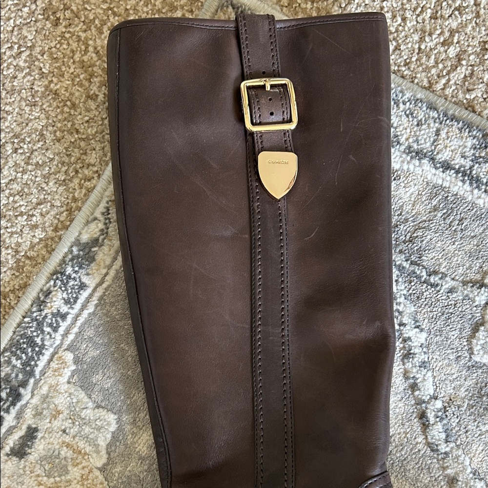 Coach Easton Semi Matte Calf Boots in Chestnut - Picture 2 of 11